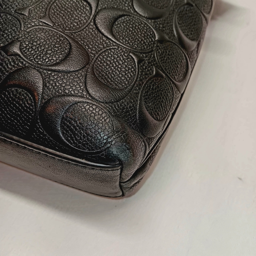 Coach F73338 Houston Flight Bag Black Embossed Signature Leather GUC - Picture 11 of 16